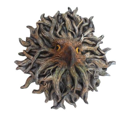 Imagem de Decoração de jardim, escultura de rosto de árvore, resina, cabeça de águia