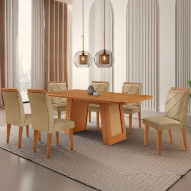 Imagem de Mesa De Jantar Carolina Com 6 Cadeiras Moderna Mobilia Turim 07/ Laminado