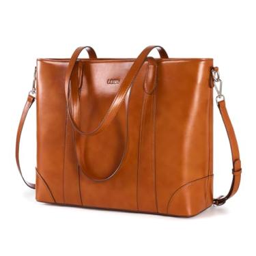 Imagem de UEIRY Bolsa de couro para mulheres, bolsas grandes com alça superior, bolsa de couro vintage com alça ajustável, Laranja, marrom, Large