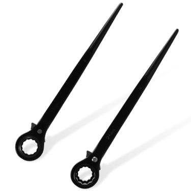 Imagem de MLYNZXJSY 2 peças chave de andaime de soquete duplo 3/10.2 cm × 15/40.6 cm (métrica 19 × 24 mm) conjunto de catraca de 12 pontos ferramenta de andaime de catraca preta