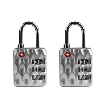 Imagem de UP Security Cadeado combinado aprovado pela TSA para bagagem e viagem - durável, redefinível, cadeado TSA compacto, cadeado combo para mala, armário, armário de academia, estojo de arma, caixa (prata