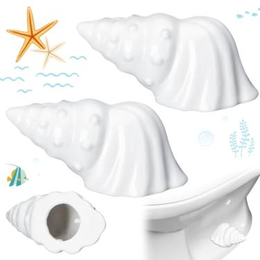 Imagem de Wonderjune Pacote com 2 tampas de parafuso de vaso sanitário decorativas tampas de tampa de parafuso de vaso sanitário de cerâmica bonito tampas de tampa de tampa de banheiro acessórios temáticos