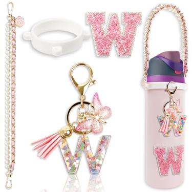 Imagem de Acessórios de letras para garrafas de água Owala – 680 g 947 g 1,134 g, com lindo pingente inicial e alça de alça, compatível com Free Sip, copo de café, Owala Kids, Sway, Stanley Cup Accessories