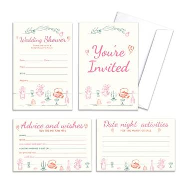 Imagem de HRIOROII Convites para chá de casamento com envelopes, conselhos e desejos para o Sr. e a Sra. Convites para brunch e chá de panela borbulhante, lembrancinhas de suprimentos de decoração de festa de