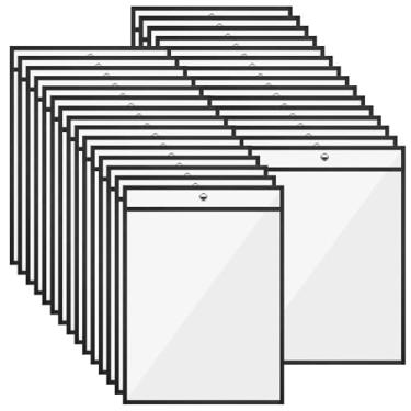 Imagem de 30 suportes de bilhetes de trabalho apagáveis a seco, protetores de folhas resistentes, capas de plástico para papel, 21 x 27 cm, protetores de documentos de papel transparente para escritório, sala