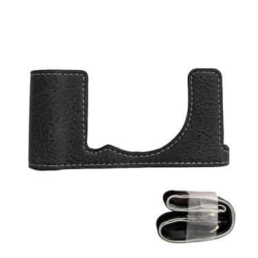 Imagem de Jiawu Bolsa Tipo Estilingue para Meia Câmera, Capa Organizadora de Câmera de Couro PU retrô Com Alça de Ombro, Compatível Com X-E5, Bolsas para Câmeras Crossbody para Fotógrafos (Preta)