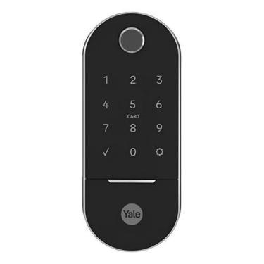 Imagem de Fechadura Digital Preta Cromada Biometria Senha Yale Lia