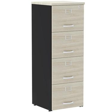 Imagem de Armário De Arquivo Oficio Pe25 Pandin 45,70 Cm Em Mdp Nogueira Casablanca E Preto 4 Gavetas