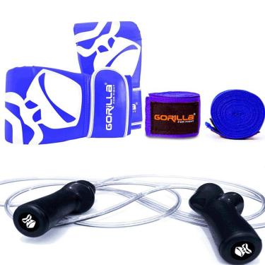 Imagem de Corda De Pular Profissional G + Bandagem Elástica Muay Thai 3 Metros Luva Bate Saco PRO Gorilla-Unissex