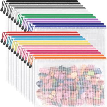 Imagem de Umriox Bolsa de plástico com zíper de malha de 24 peças, sacos com zíper, tamanho de letra/bolsa de documentos impermeável tamanho A4, para materiais escolares de escritório e acessórios de viagem cosméticos