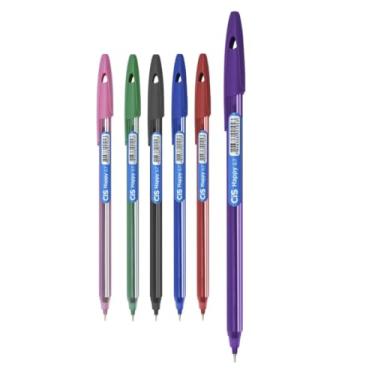 Imagem de Caneta Esferográfica CiS Happy 0.7mm Escolar Ponta Agulha Colorido Sortido Vibrante Texto Escrita