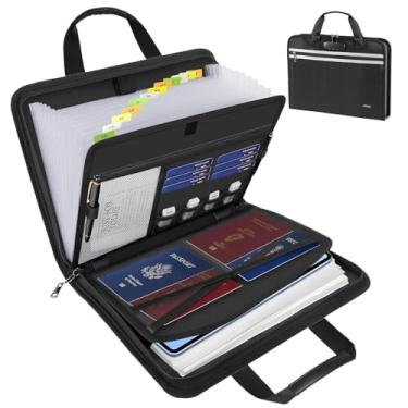 Imagem de Organizador de pastas sanfonadas com cadeado – Organizador de documentos à prova de fogo com alça e zíper, pasta de arquivos expansível com abas e suporte de documentos para arquivos de letras A4 e