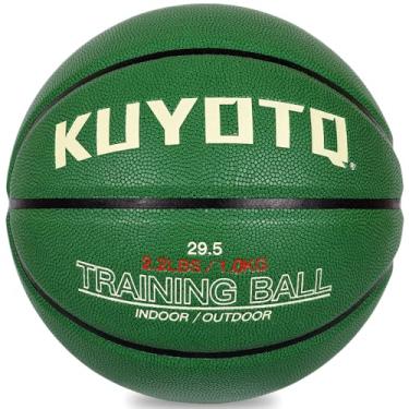Imagem de KUYOTQ Basquete com peso de 1 kg, tamanho 7, 75 cm, composto de basquete pesado e externo para melhorar o manuseio da bola, passes e habilidades de rebote (esvaziado)
