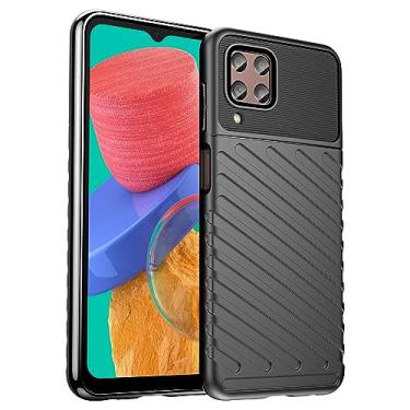 Imagem de IDEWEI Capa para Samsung Galaxy M33. Fibra de carbono refinada, anti-queda, anti-impressões digitais, proteção integral. A capa do telemóvel é compatível com Samsung Galaxy M33
