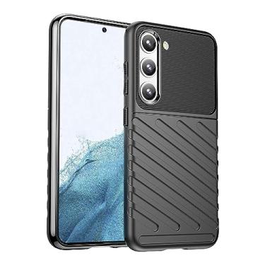 Imagem de IDEWEI Capa para Samsung Galaxy S23 Fibra de carbono refinada, anti-queda, anti-impressões digitais, proteção integral. A capa do telemóvel é compatível com Samsung Galaxy S23+