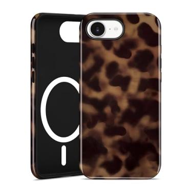 Imagem de Aitipy Capa de telefone magnética de tartaruga para iPhone 16e, compatível com MagSafe, linda estampa de leopardo estética TPU macio e policarbonato rígido à prova de choque para mulheres e meninas