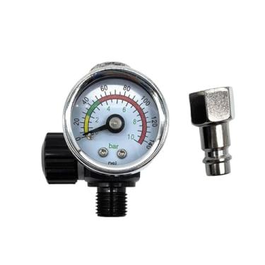 Imagem de Regulador de pressão ar ajustável para pistola pintura em spray - Válvula controle precisão para desempenho ideal(Black mini)