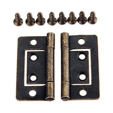 Imagem de 2pcs mobiliário vintage dobradiças dobradiças da porta do armário da porta dobradiça de ferro dobradiça decorativa antiga para jóias caixa de madeira 38x20mm YYDFPIIA