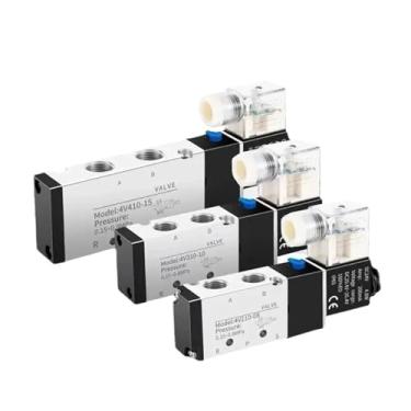 Imagem de 1 peça 4V110-06 4V210-08 4V310-10 4V410-15 válvulas de ar pneumáticas eletromagnéticas 2 posições 5 vias 1/4 DC12V DC24V válvula solenoide 5/2 (AC220V, 4V210-08)