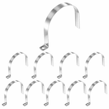 Imagem de HARFINGTON Correia de tubo de 10 cm, clipe de conduíte de aço inoxidável 304, 10 peças, braçadeira de alça de furo único para fixação de cabo de tubo de tubo (108 mm, prata)