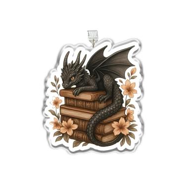 Imagem de MEIYSTICK Pingente de plugue de poeira dragão no livro, pingente Kindle, pingentes de plugue de pó de acrílico tipo C ou relâmpago, pingentes de acessórios Kindle, presentes para leitores de fantasia