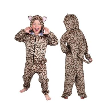 Imagem de ROC PARTY Fantasia de animal com capuz para crianças de 4 a 12 anos - Roupa de fantasia unissex de Halloween e cosplay para meninos e meninas (leopardo, 10 a 12 anos)