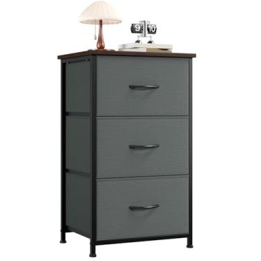 Imagem de Somdot Cômoda para quarto com 3 gavetas, organizador de armazenamento com caixas de tecido removíveis para armário, cabeceira, sala de estar, lavanderia, entrada, corredor, cinza carvão