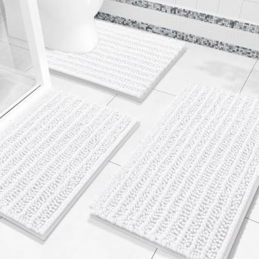 Imagem de Arotive Conjunto de tapetes de banheiro luxuosos de chenille de 3 peças, tapetes de banho felpudos absorventes extramacios, antiderrapantes para lavagem à máquina, tapetes de banho secos para banheiro