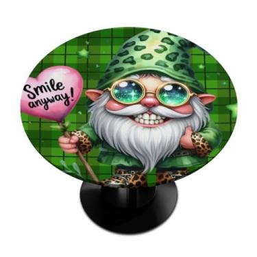 Imagem de Toalha de mesa redonda com borda elástica Dia de São Patrício toalha de mesa redonda limpa para ambientes internos e externos, pátio, jantar, cozinha, festival, decoração para mesas de 101 a 111 cm, Z