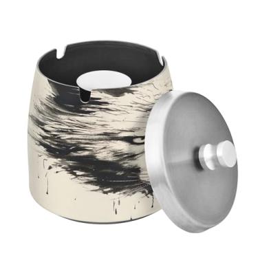 Imagem de Blueangle Cinzeiro de cabeça de lobo com tampa para cigarros, à prova de vento/chuva, aço inoxidável, sem fumaça, inodoro, cinzeiro para uso interno ou externo (243)