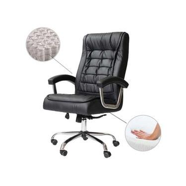 Imagem de Cadeira de Escritório Big Presidente Pillow Top Preta - Conforto Extra, Ergonômica, Apoio Lombar