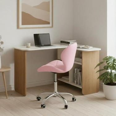 Imagem de Conjunto Mesa Nomad com Cadeira Escritório Vegas Base Giratória Estofa