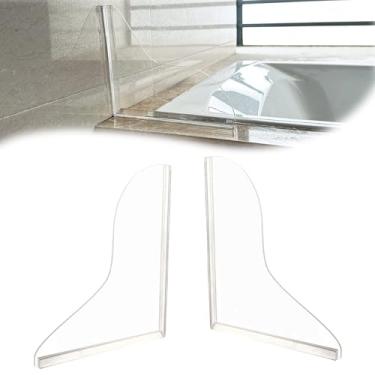 Imagem de TSBSHum Pacote com 2 protetores contra respingos de chuveiro para banheira, protetor de água do chuveiro feito de acrílico, projetado para manter a água no chuveiro e selar o canto da banheira, o