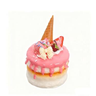 Imagem de Xiuhusha Bolo artificial de sobremesa falso com geléia de sorvete, cupcake falso, modelo de comida falsa, bolo realista de camada dupla para decoração e exibição de fotografia