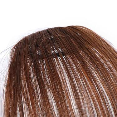 Imagem de Yinhing Extensões de Cabelo Com Franjas de Fibra de Alta Temperatura Femininas Prendem Em Apliques de Franja Com Têmporas Elegantes para Maquiagens Elegantes e Penteados Versáteis (Castanho claro)