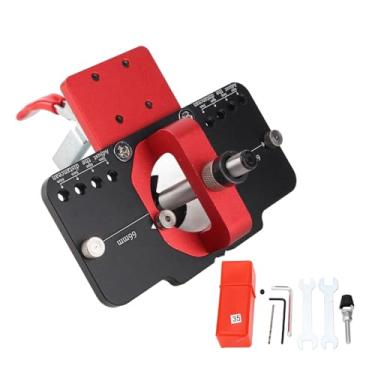 Imagem de Kit de guia de perfuração de dobradiça de porta de 35 mm para marcenaria - Localizador de recorte de dobradiça de liga de alumínio de precisão