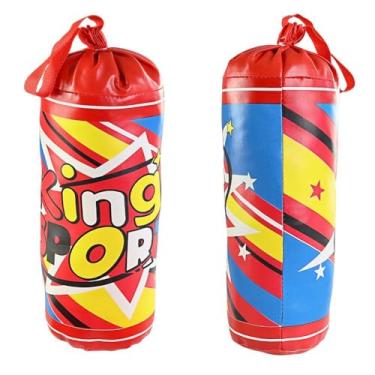 Imagem de Saco de Boxe Infantil com Luvas, Plástico e Espuma, 33cm x 12cm, 400g, Inclui 1 Saco e Par de Luvas