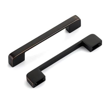 Imagem de HOME EDIT Puxadores de armário de bronze de borracha a óleo, espaçamento de 12 cm, espaçamento amplo de base, puxadores de armário de cozinha para gavetas, pacote com 12