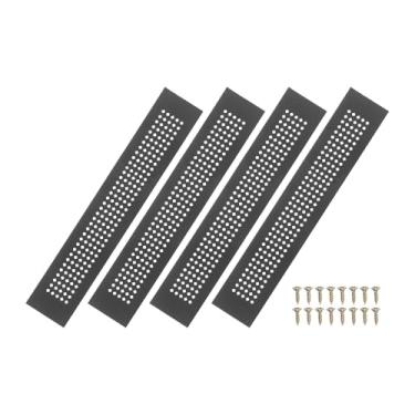 Imagem de PATIKIL Capa de ventilação de porta de 30 x 5 cm, 4 peças de cobertura de ventilação de grade de alumínio com orifícios de diamante com parafusos de montagem para porta de teto de armário de