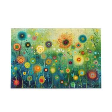 Imagem de WELLDAY Quebra-cabeça colorido flores dente-de-leão 500 peças grande jogo de arte para adultos adolescentes