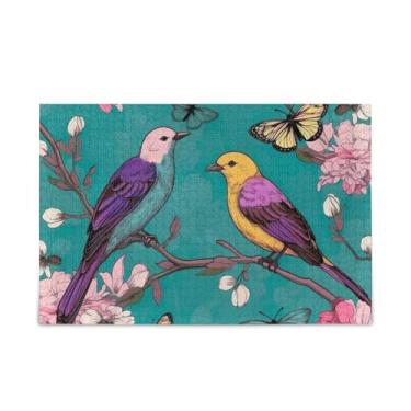 Imagem de WELLDAY Quebra-cabeça vintage pássaros 1000 peças grande jogo de arte para adultos adolescentes