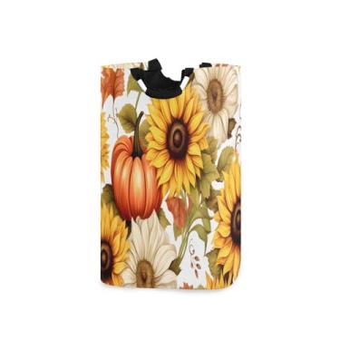 Imagem de CEBUGI Cesto de lavanderia, girassol, abóbora, cesto de roupa suja dobrável para roupas, quarto, banheiro, dormitório