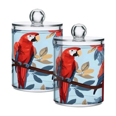 Imagem de CEBUGI Dispensador de suporte Qtip para cotonetes, bolas, almofadas de fio dental palhetas de papagaio de plástico transparente boticário com tampa, acessórios essenciais de banheiro, decoração