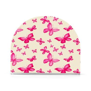 Imagem de Qilmy Lindo porta-guardanapos de borboleta vermelha, porta-guardanapos de acrílico transparente para mesa, suporte de guardanapo de coquetel de papel de seda para cozinha, dispensador de guardanapos