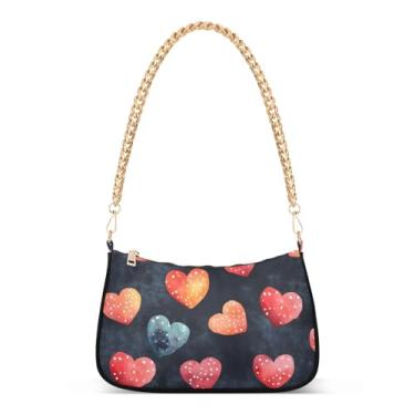 Imagem de CEBUGI Bolsas transversais femininas bolsa de ombro padrão de coração bolsa clutch elegante com alça de corrente