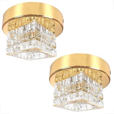 Imagem de Kit 2 Spot De Cristal Sobrepor Quadrado Polido Quarto Bet44