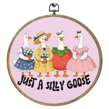 Imagem de Decoração fofa de ganso decorações de festa de ganso presentes para amantes de gansos emoldurados decoração de parede em tela arte para pendurar arte para casa, meninas, mãe, avó, bestie, quarto