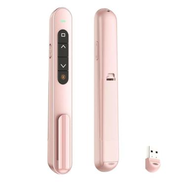 Imagem de Clicker de apresentação para PowerPoint, RF 2,4 GHz USB sem fio apresentador remoto com controle de volume, PowerPoint Clicker Slide Advancer para Mac, Windows, Laptop, Keynote, rosa