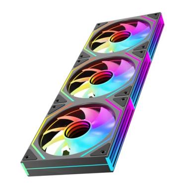 Imagem de Jungle Leopard Prism4 Ultra X3 120 mm PC ARGB Ventoinhas de capa de computador | Espelho infinito | Corrente em cascata | 4 pinos PWM 1850 RPM (preto dianteiro_pacote triplo)