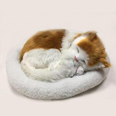Imagem de VBESTLIFE Boneca de Pelúcia de Gato Respiratório Com Tapete, Brinquedo Realista de Gato Dormindo para Decoração de Casa, Brinquedo de Pelúcia Macio para Desenvolvimento Intelectual Infantil (#1)